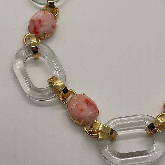 Lele Sadoughi GORGEOUS peachy/pink stone and acetate necklace. *RARE* - Picture 2 of 5